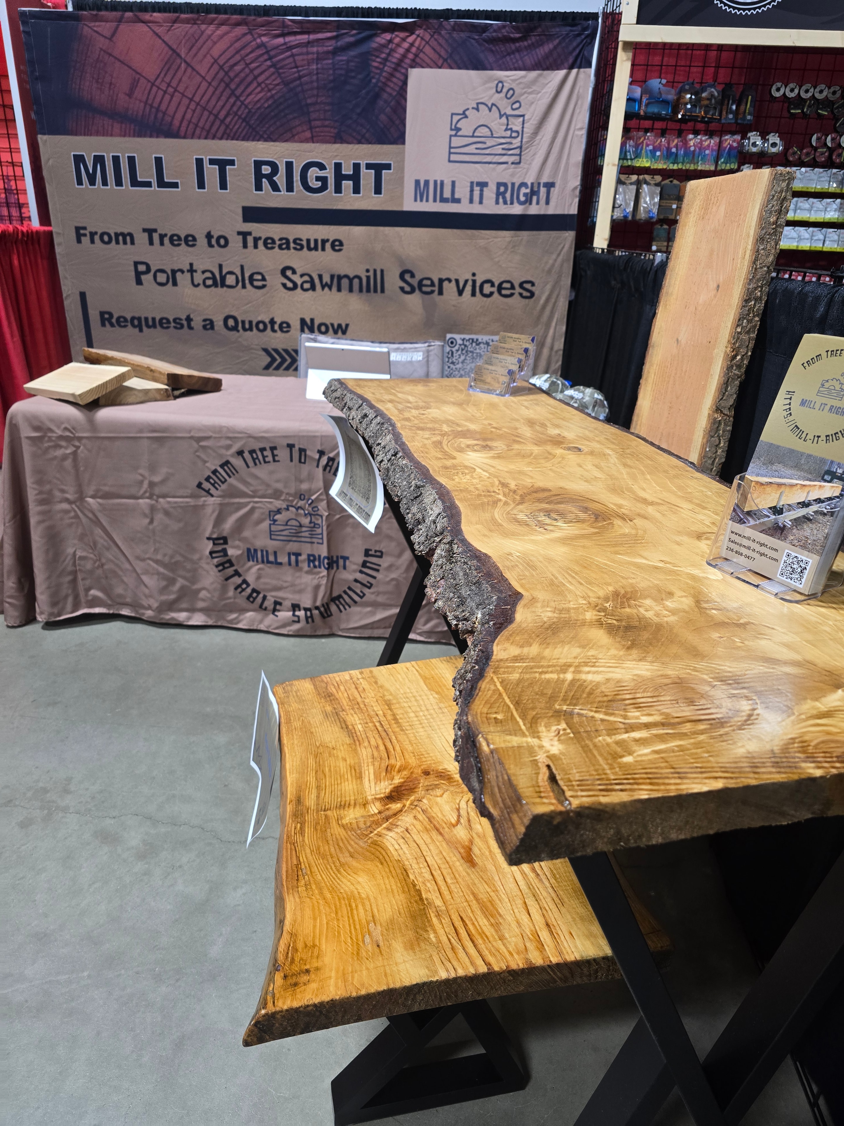 Rustic handcrafted wood furniture in a workshop